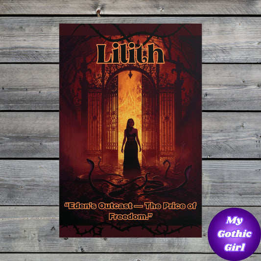 My Gothic Girl presents a striking Wall Art Poster titled "Lilith - Edens's Outcast, The Price of Freedom"