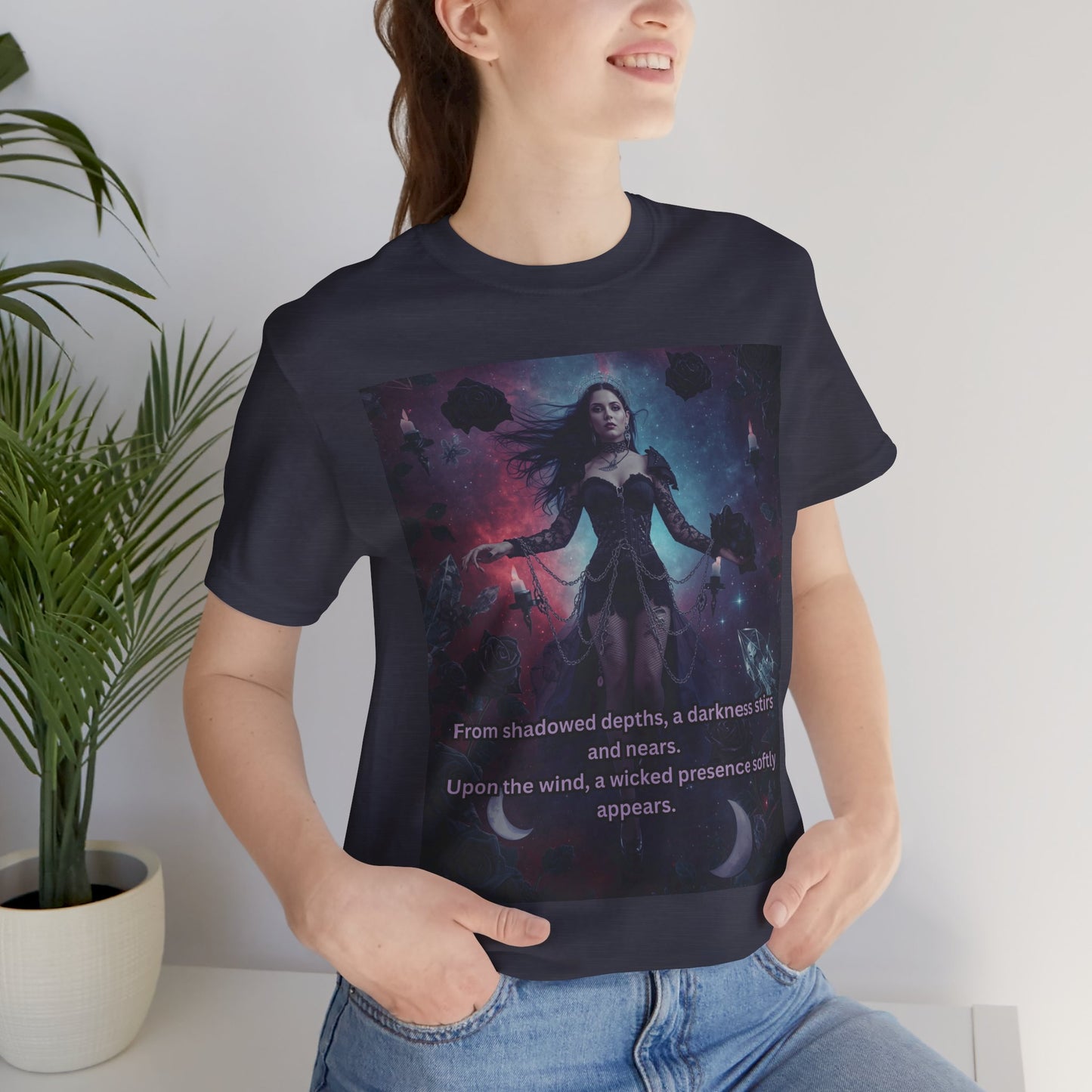 Fantasy Witch T‑Shirt — "From shadowed depths..." Mystical Gothic Tee