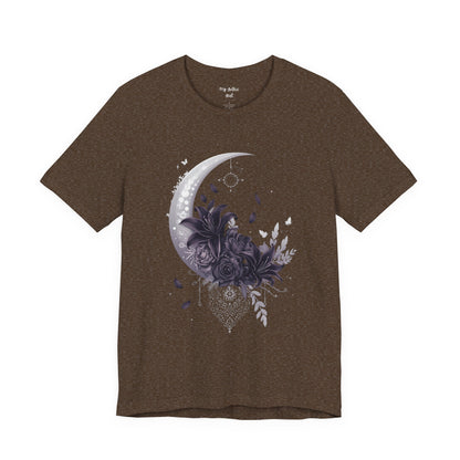 “Moonlit Bouquet & Sacred Soft Goth Symbol” Moonlit Bouquet Unisex Tee - Soft Goth Symbol Floral Design