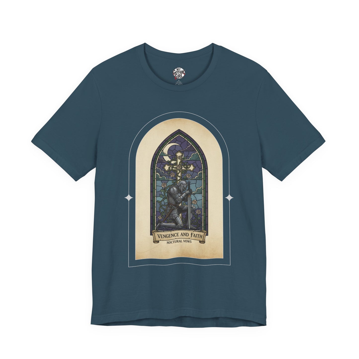 "Vengeance and Faith"  Gothic Graphic T-Shirt – Alt Aesthetic Poetic Goth Streetwear
