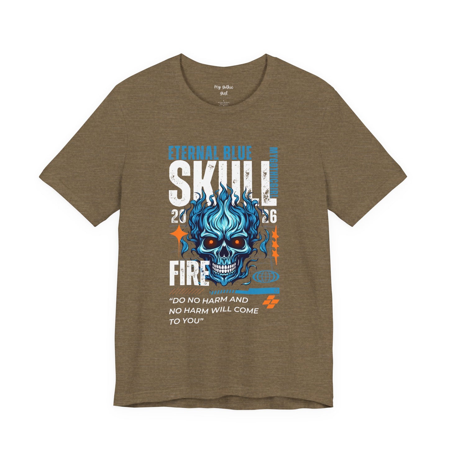 Eternal Blue Skull Flame Gothic Tee