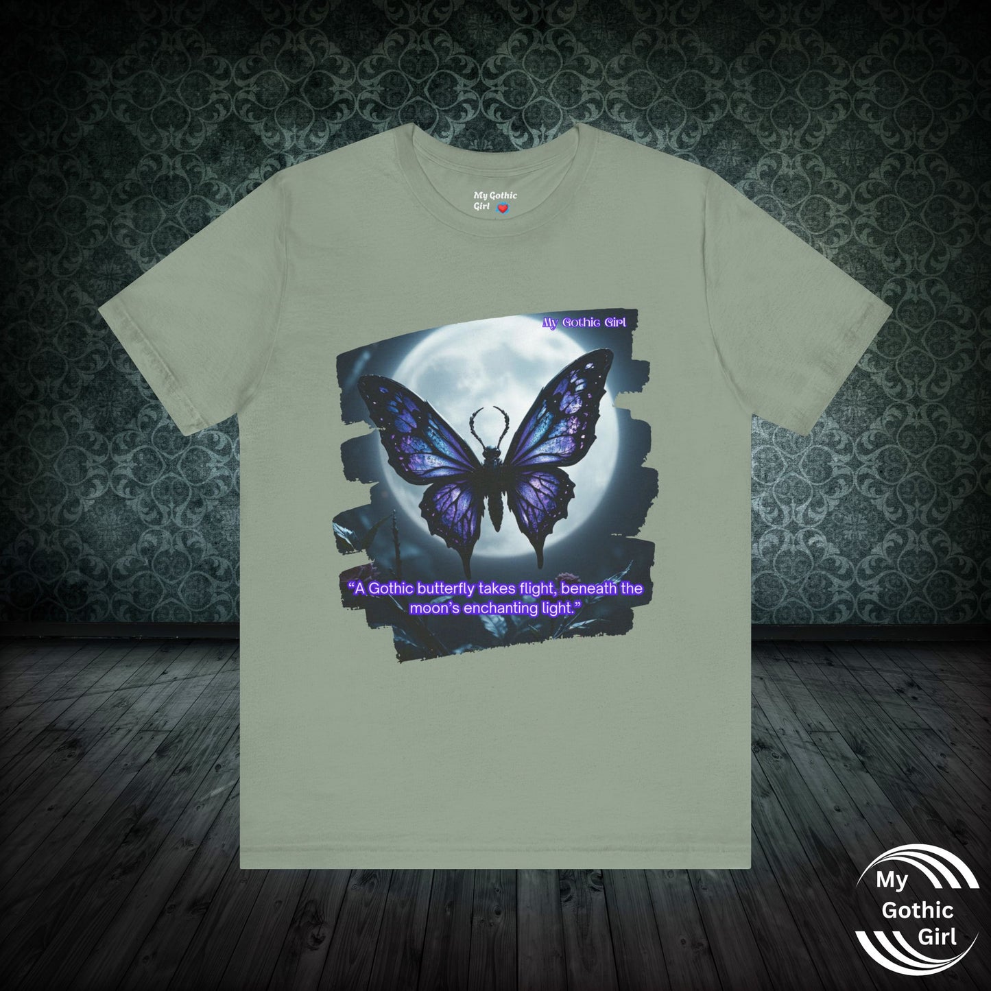 My Gothic Girl T-Shirt "Purple Gothic Butterfly" – Whimsy Goth Streetwear, Dark Poetry Fashion, Alt Aesthetic Apparel