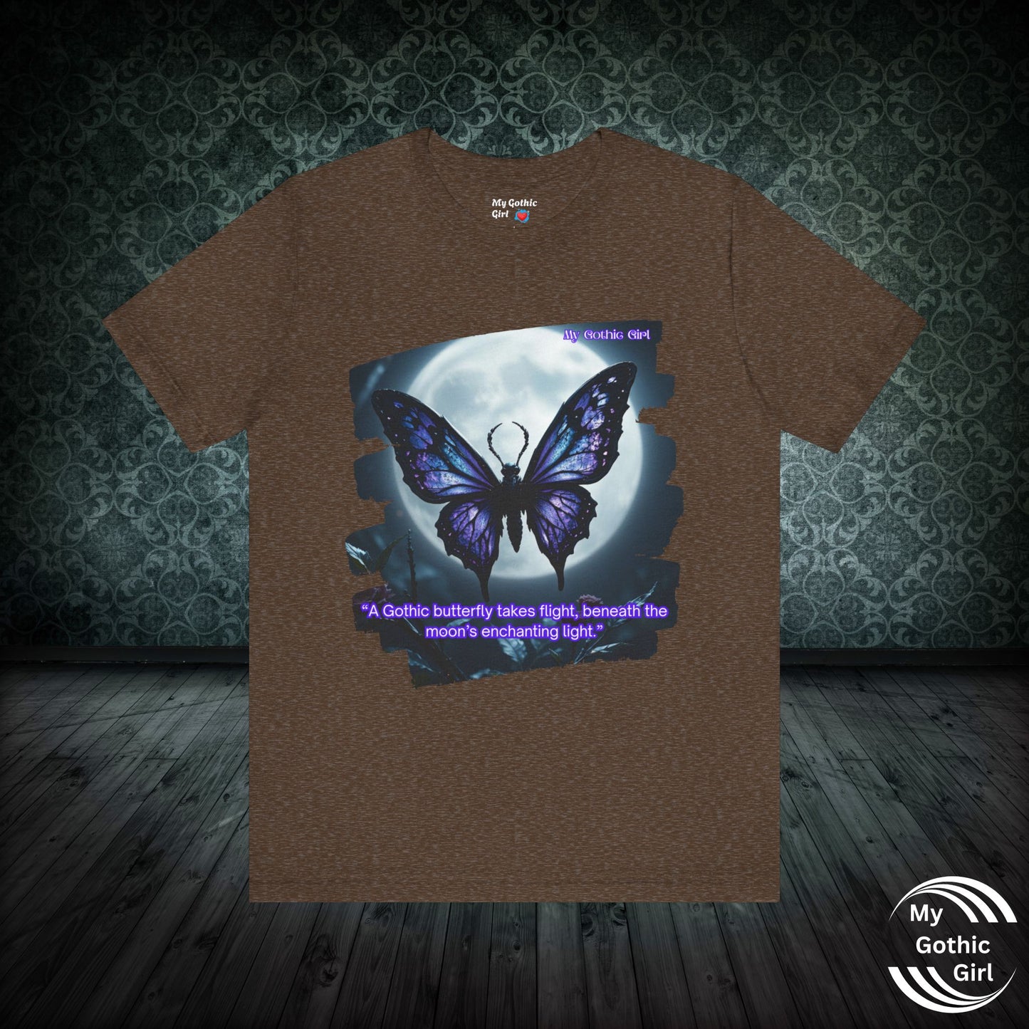 My Gothic Girl T-Shirt "Purple Gothic Butterfly" – Whimsy Goth Streetwear, Dark Poetry Fashion, Alt Aesthetic Apparel