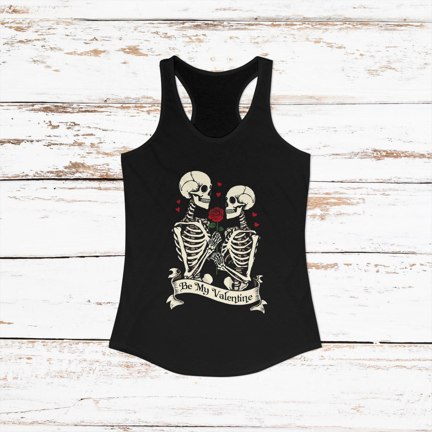 Cute Gothic Skeleton Romance Shirt — Women's Racerback Tank