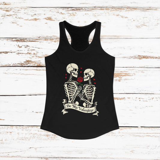 Cute Gothic Skeleton Romance Shirt — Women's Racerback Tank