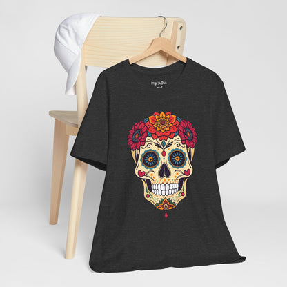 Day of the Dead Sugar Skull T‑Shirt — Floral Calavera Graphic Tee