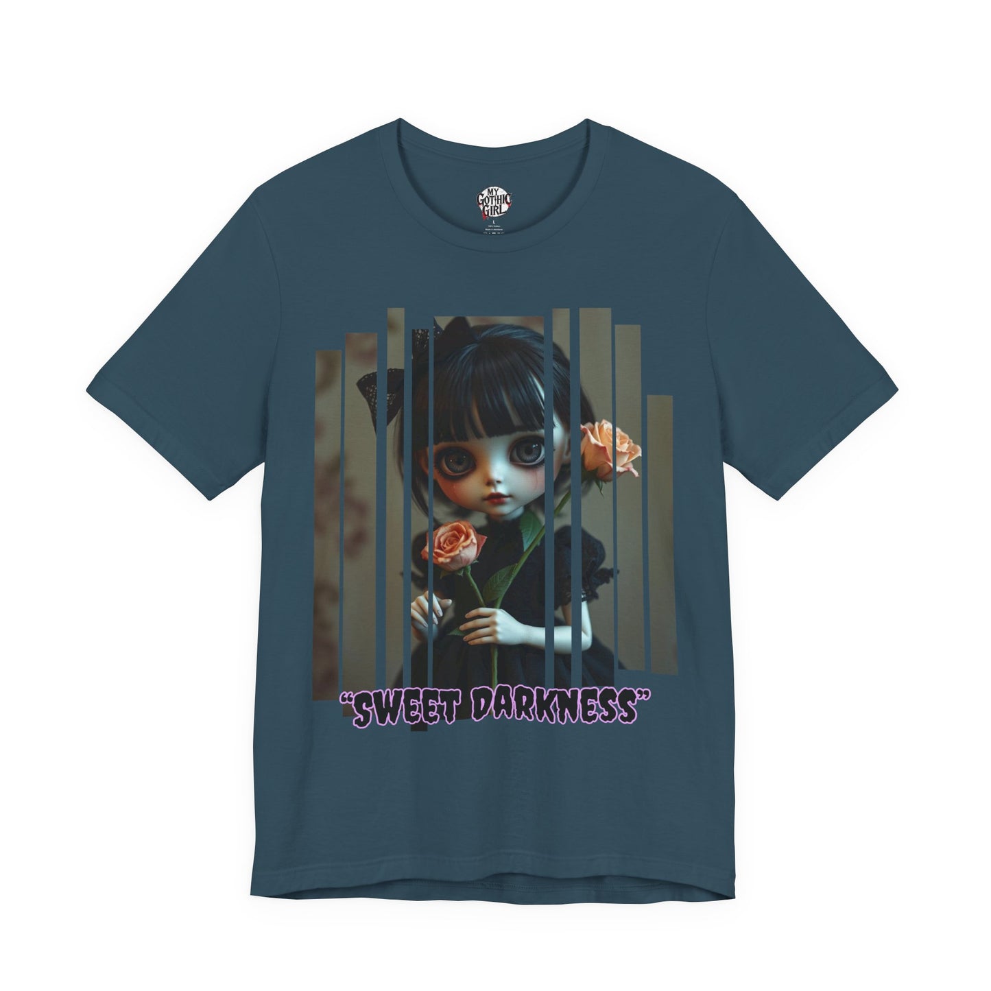 “Sweet Darkness” — Kawaii-style Gothic doll Graphic T-Shirt – Alt Aesthetic Poetic Goth Street-wear