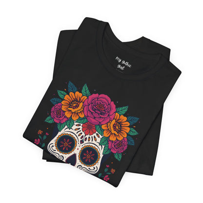 Sugar Skull Floral Tee — Day of the Dead Skull T-Shirt