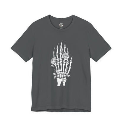 White Roses and Skeleton Hand  Gothic Graphic T-Shirt – Alt Aesthetic Poetic Goth Streetwear