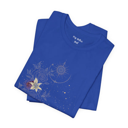 “Dark Floral Moon & Ornamental Geometry” T-Shirt Dark Floral Moon Ornamental Geometry Unisex Jersey Short Sleeve Tee