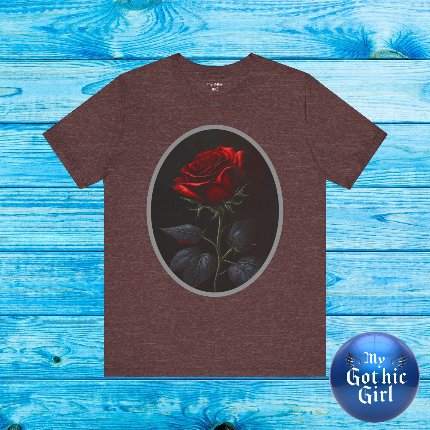 My Gothic Girl T-Shirts for Women & Men "Linda's Red Rose" Dark Aesthetic & Alternative Tees – My Gothic Girl