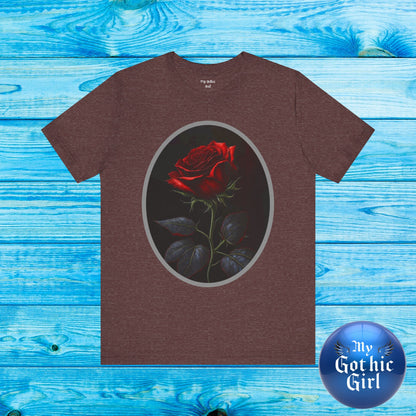 My Gothic Girl T-Shirts for Women & Men "Linda's Red Rose" Dark Aesthetic & Alternative Tees – My Gothic Girl