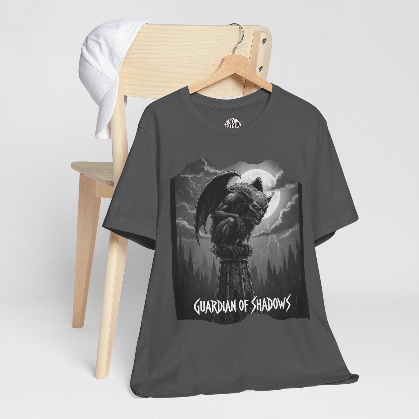 "Guardian of Shadows"  Gothic Graphic T-Shirt – Alt Aesthetic Poetic Goth Streetwear