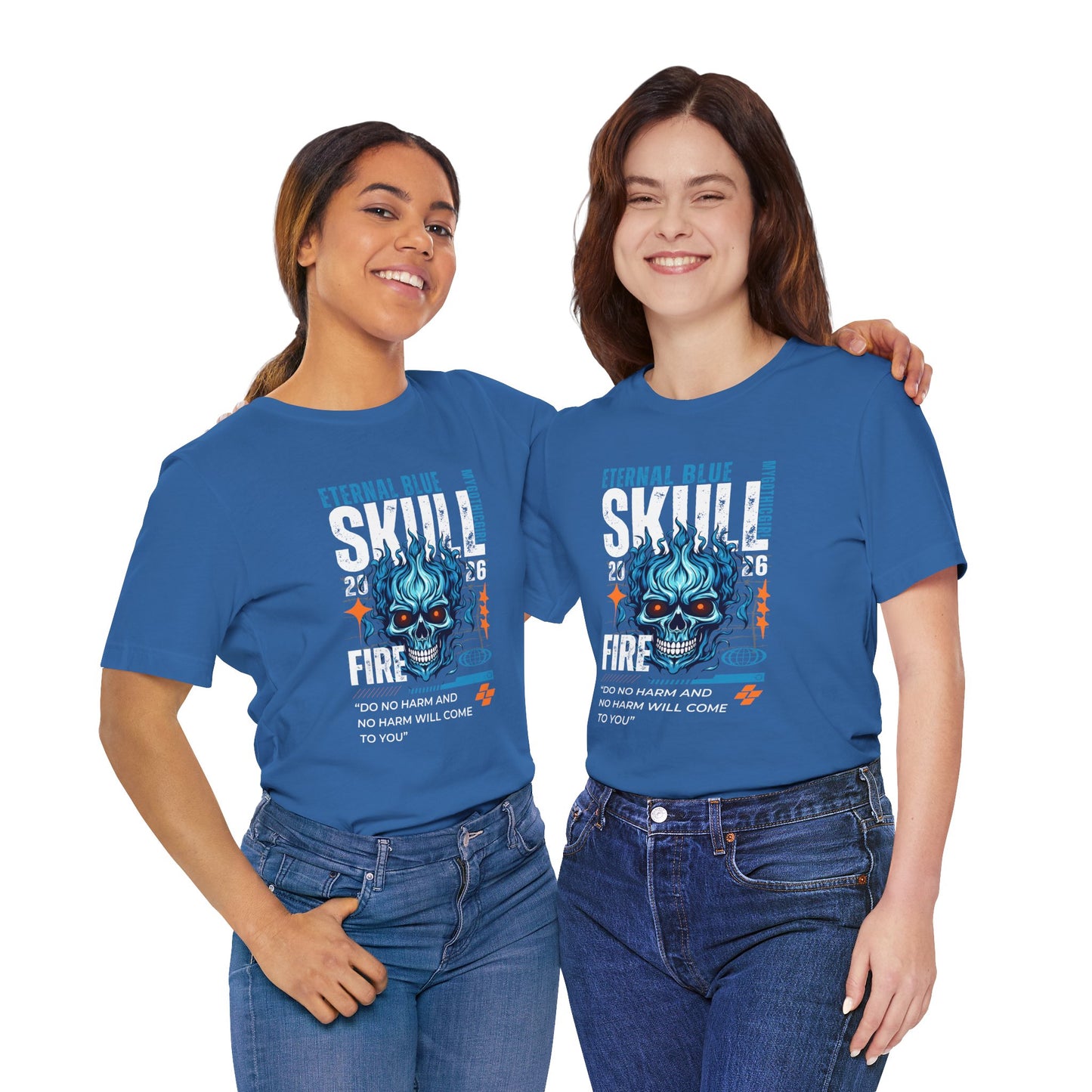 Eternal Blue Skull Flame Gothic Tee
