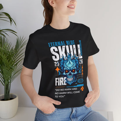Eternal Blue Skull Flame Gothic Tee