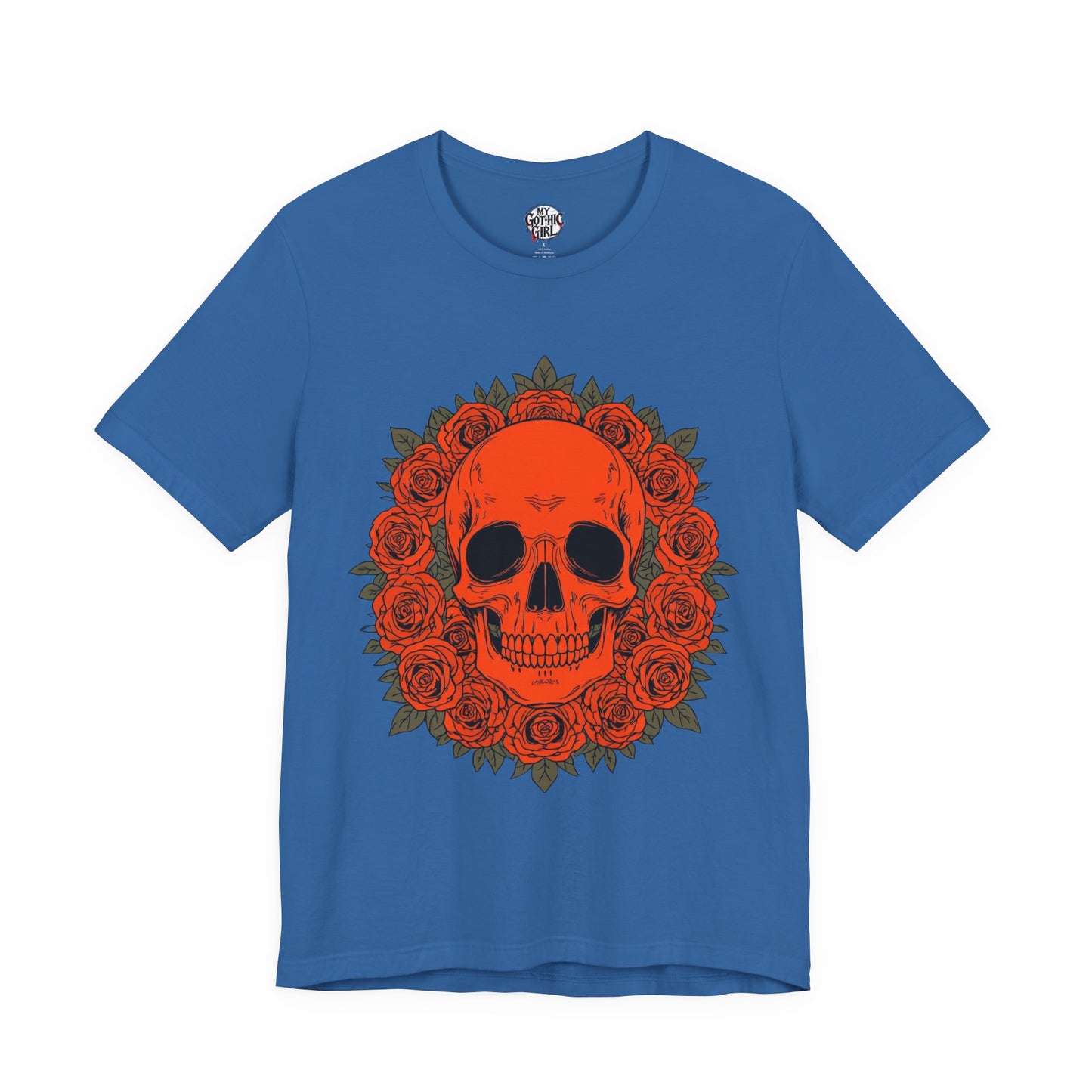 "ORANGE SKULL & ROSES"  Gothic Graphic T-Shirt – Alt Aesthetic Poetic Goth Streetwear