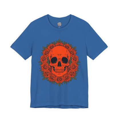 "ORANGE SKULL & ROSES"  Gothic Graphic T-Shirt – Alt Aesthetic Poetic Goth Streetwear