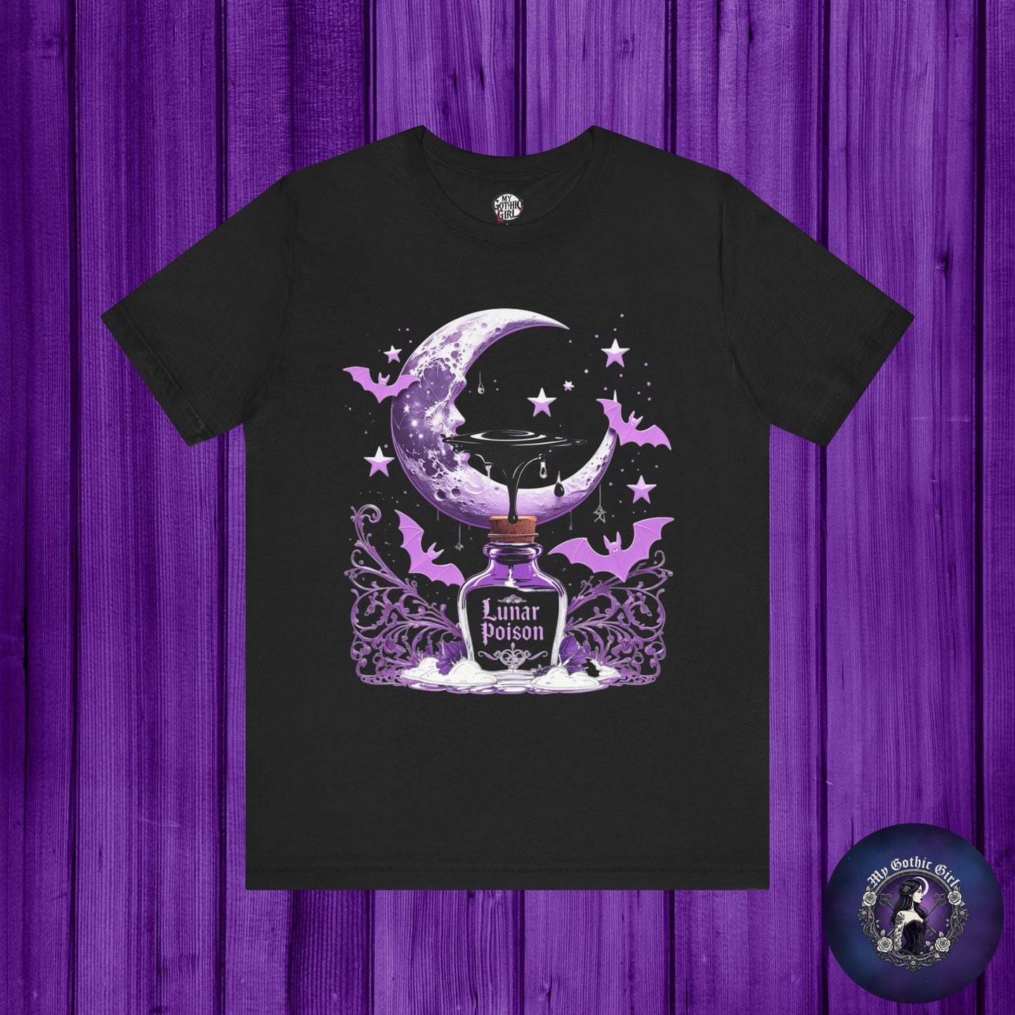 “Lunar Poison” — Celestial Alchemy Gothic Graphic T-Shirt – Alt Aesthetic Poetic Goth Street-wear