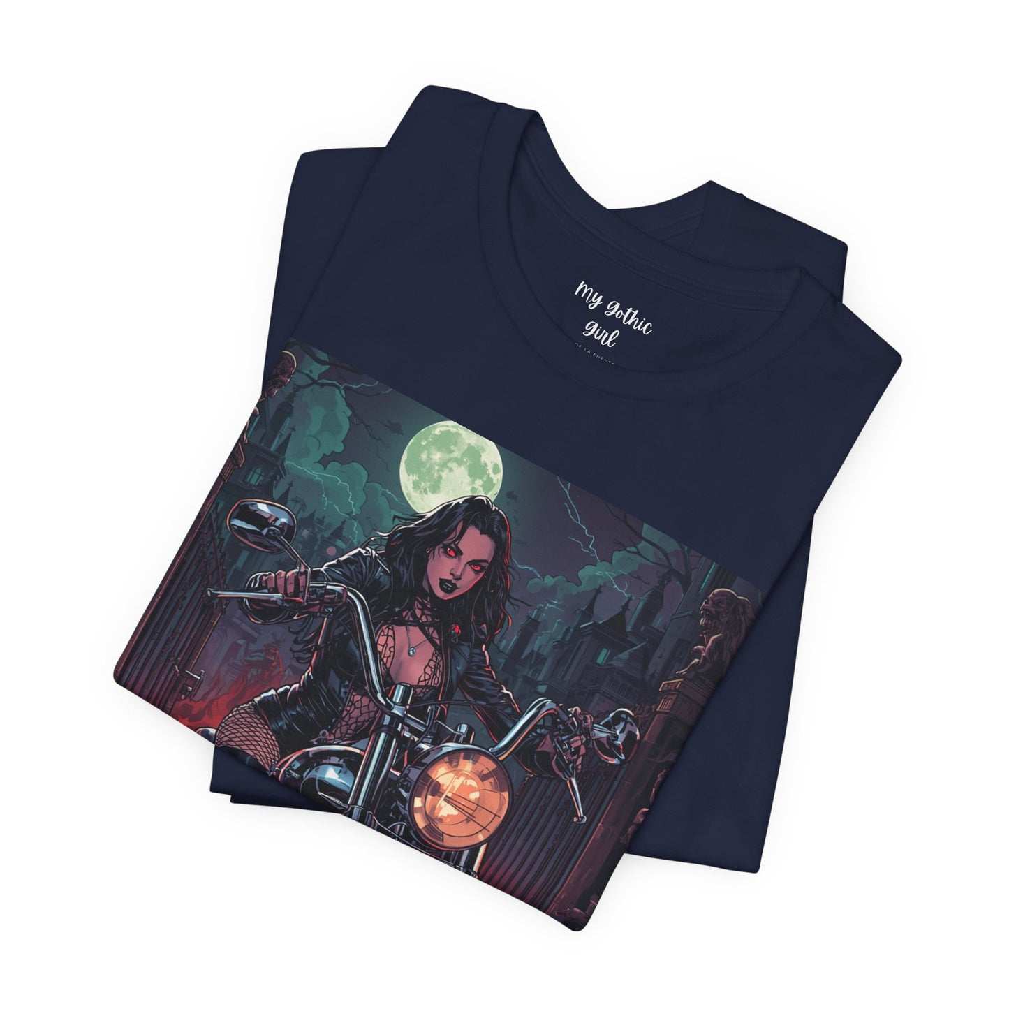 Dark Rider Motorcycle T-Shirt — "A dark desire now sets forth into the night" Gothic Tee