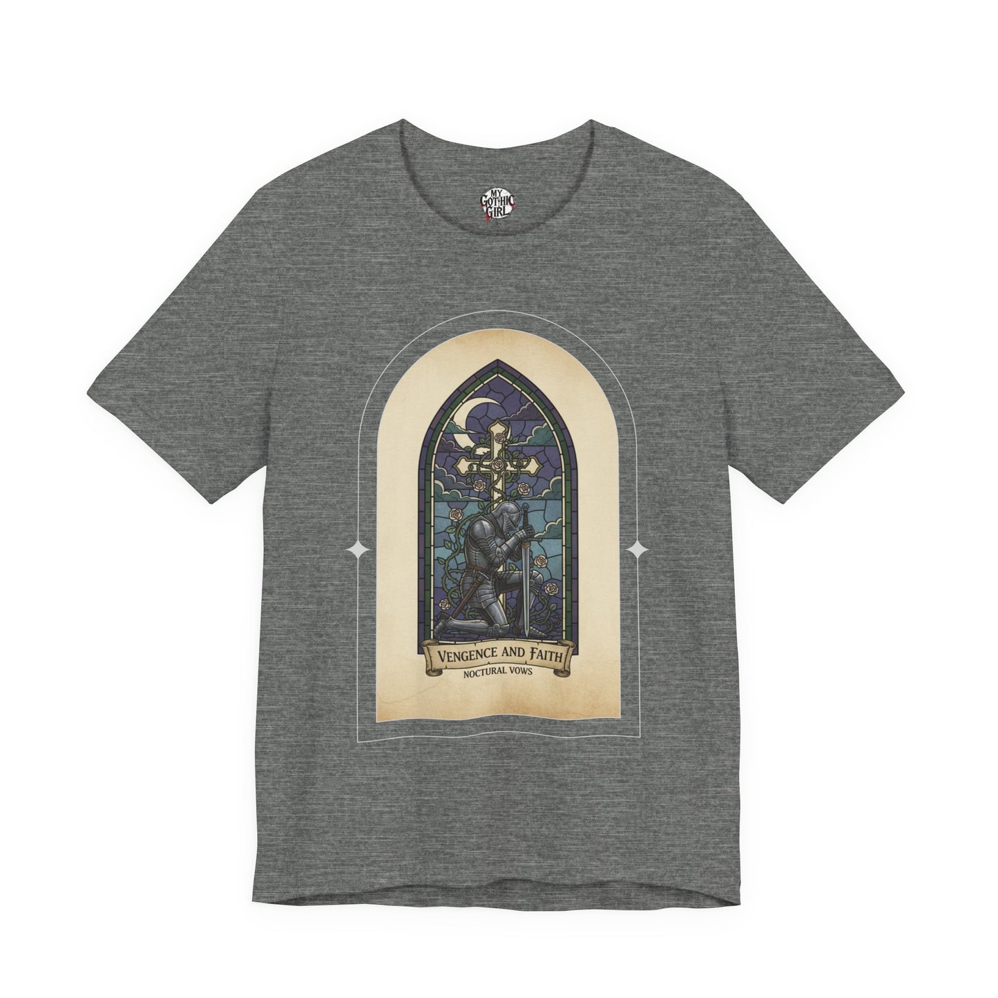 "Vengeance and Faith"  Gothic Graphic T-Shirt – Alt Aesthetic Poetic Goth Streetwear