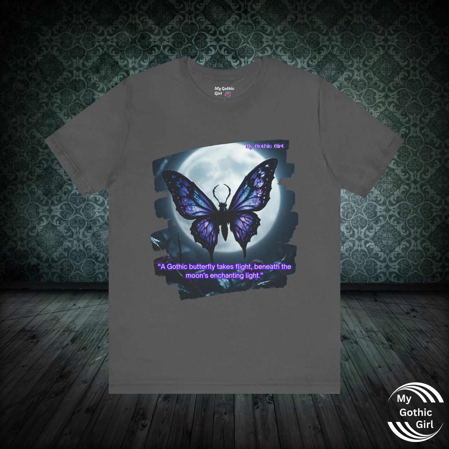My Gothic Girl T-Shirt "Purple Gothic Butterfly" – Whimsy Goth Streetwear, Dark Poetry Fashion, Alt Aesthetic Apparel