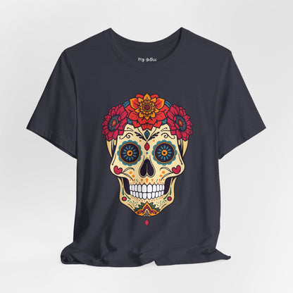 Day of the Dead Sugar Skull T‑Shirt — Floral Calavera Graphic Tee