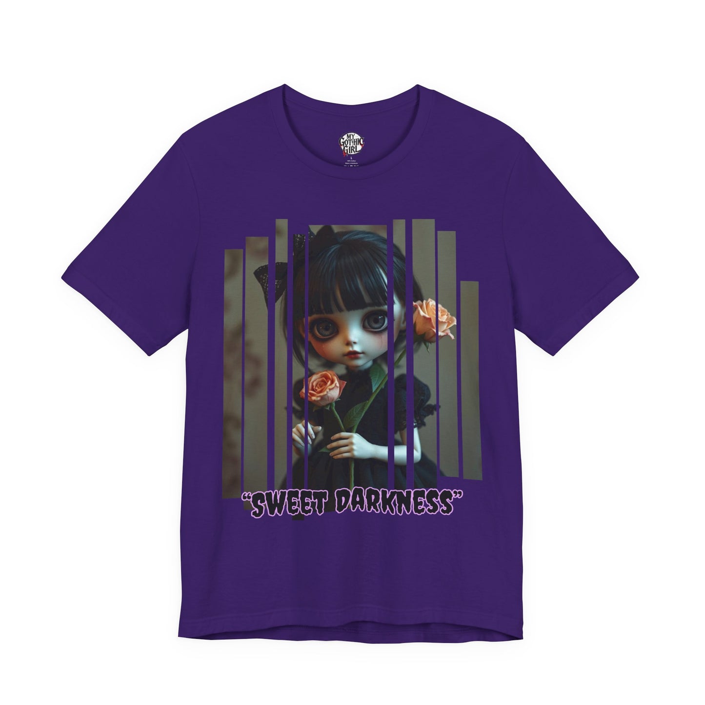 “Sweet Darkness” — Kawaii-style Gothic doll Graphic T-Shirt – Alt Aesthetic Poetic Goth Street-wear
