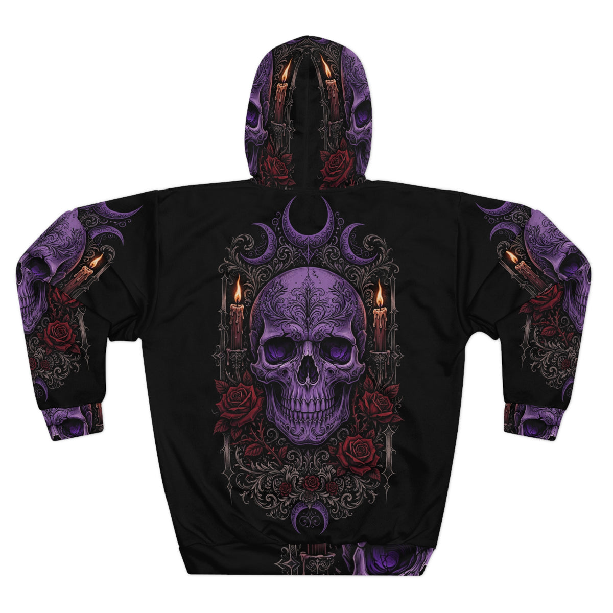 Candle & Roses Skull All-Over-Print Hoodie — 'My Gothic Girl' Gothic Hooded Sweatshirt
