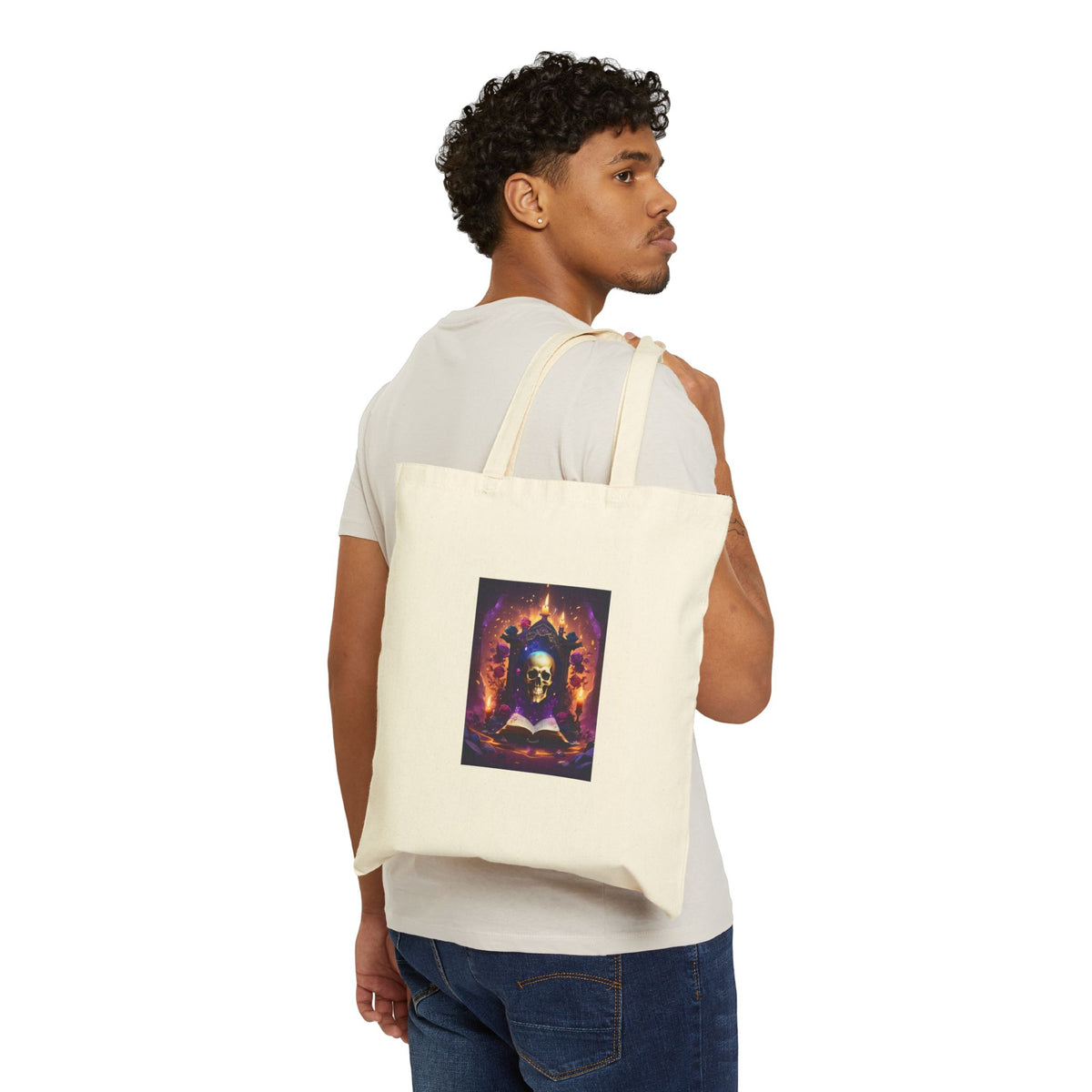 Skull & Spellbook Tote — "My Gothic Girl" Canvas Tote Bag