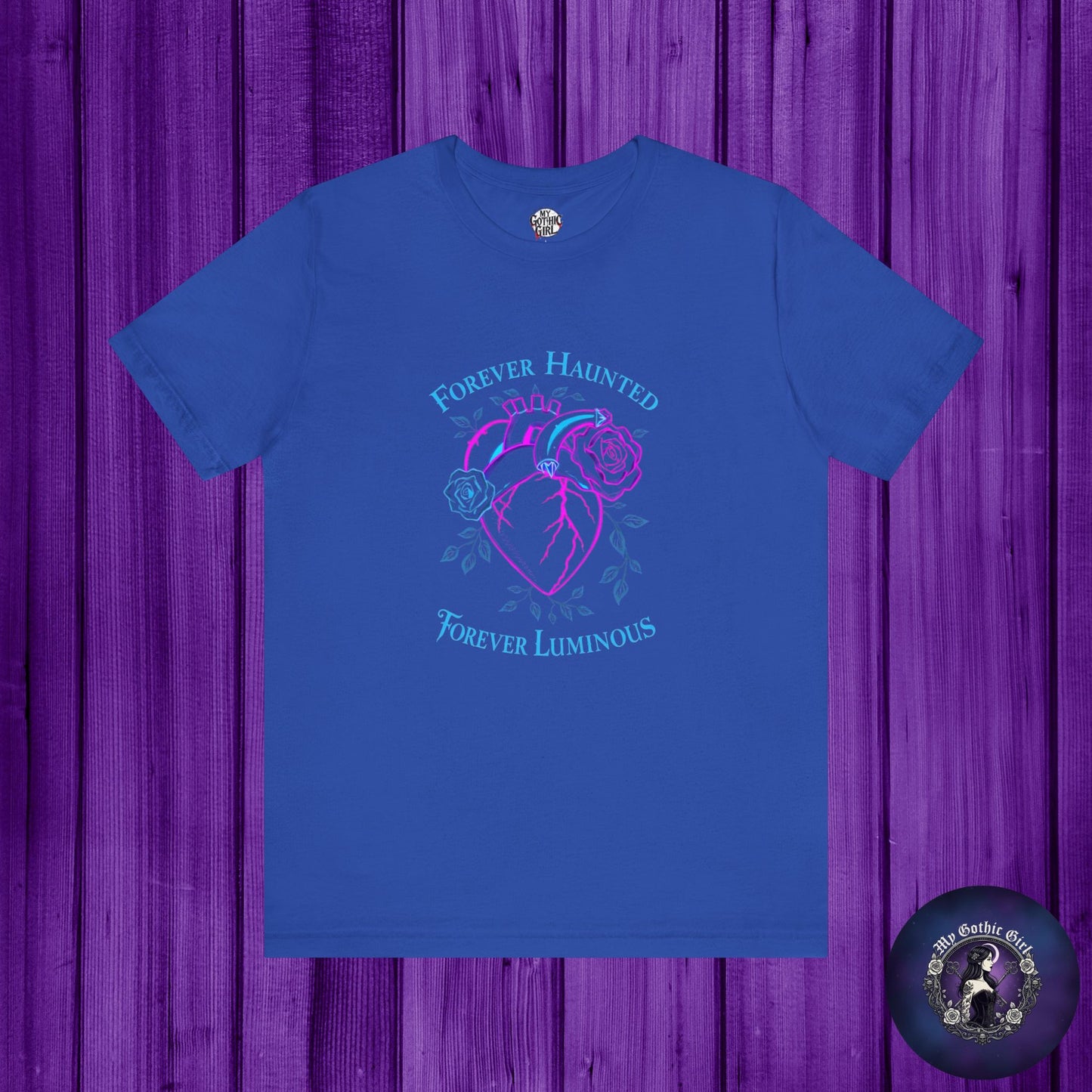 "FOREVER HAUNTED, FOREVER LUMINOUS"  Gothic Graphic T-Shirt – Alt Aesthetic Poetic Goth Streetwear