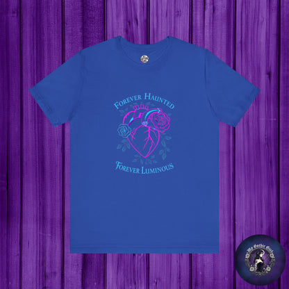 "FOREVER HAUNTED, FOREVER LUMINOUS"  Gothic Graphic T-Shirt – Alt Aesthetic Poetic Goth Streetwear