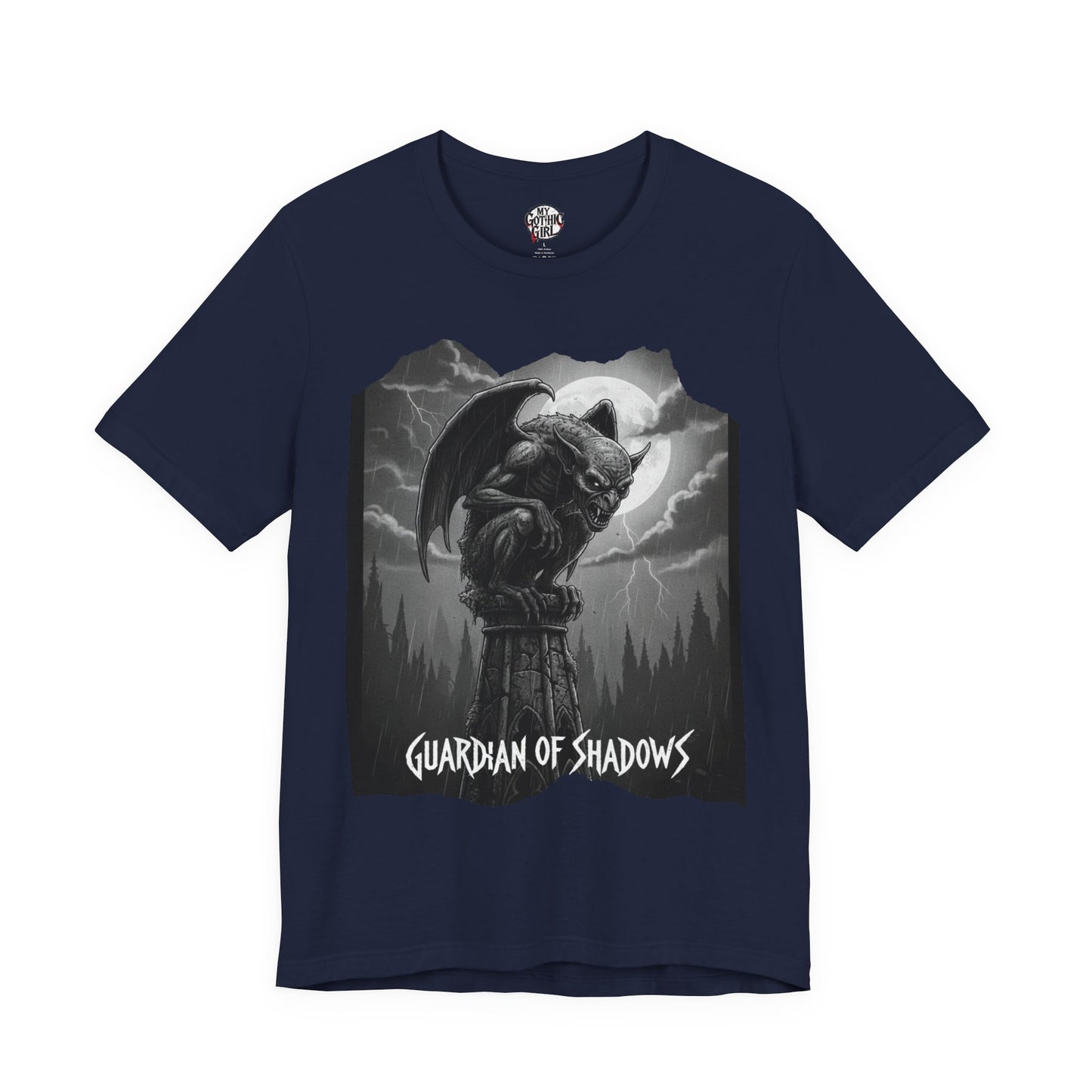 "Guardian of Shadows"  Gothic Graphic T-Shirt – Alt Aesthetic Poetic Goth Streetwear