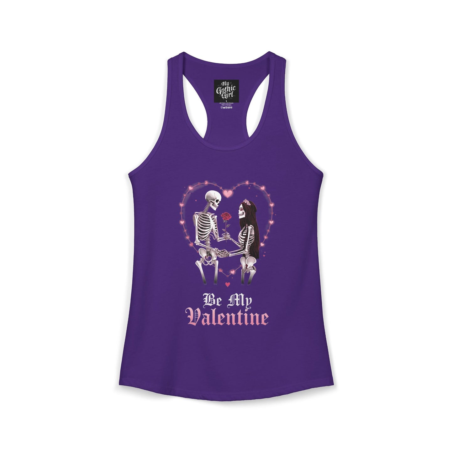 Cute Gothic Skeleton Romance Shirt — Women's Racerback Tank