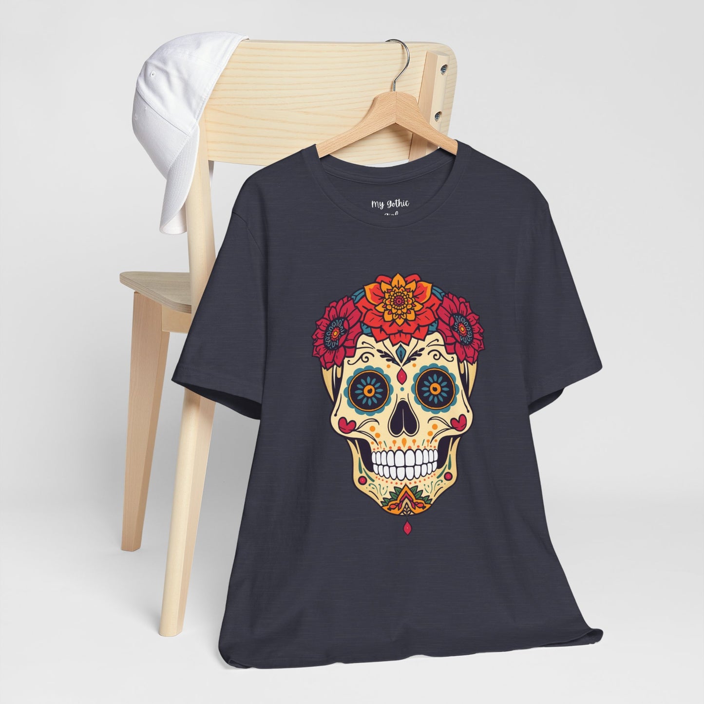 Day of the Dead Sugar Skull T‑Shirt — Floral Calavera Graphic Tee