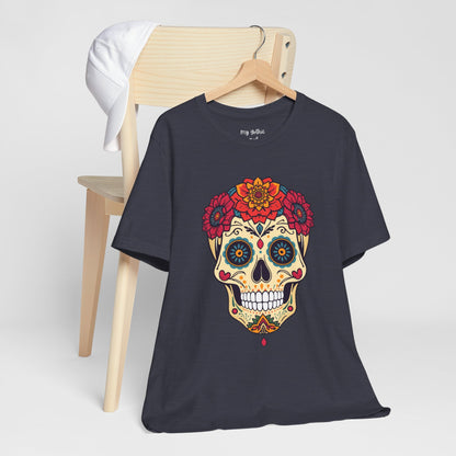 Day of the Dead Sugar Skull T‑Shirt — Floral Calavera Graphic Tee