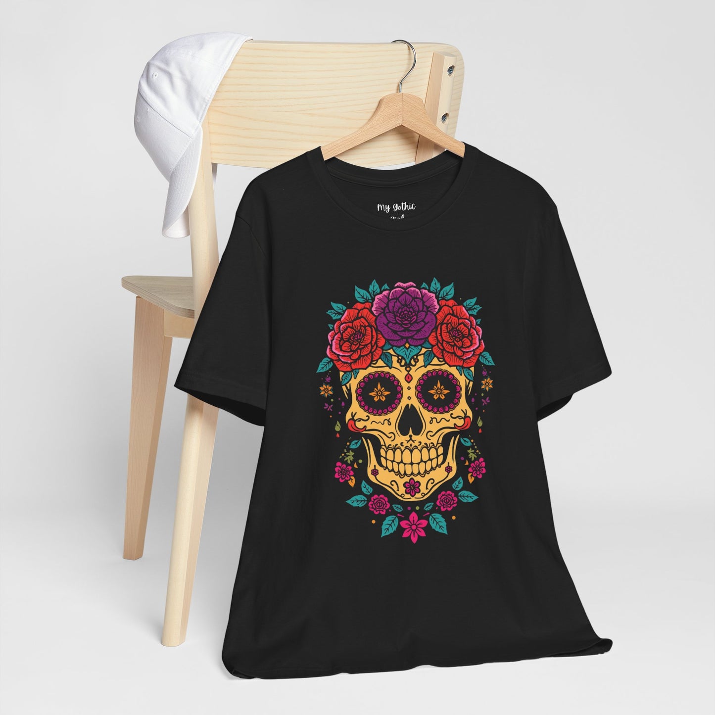 Day of the Dead Sugar Skull Tee — Floral Calavera Graphic T-Shirt