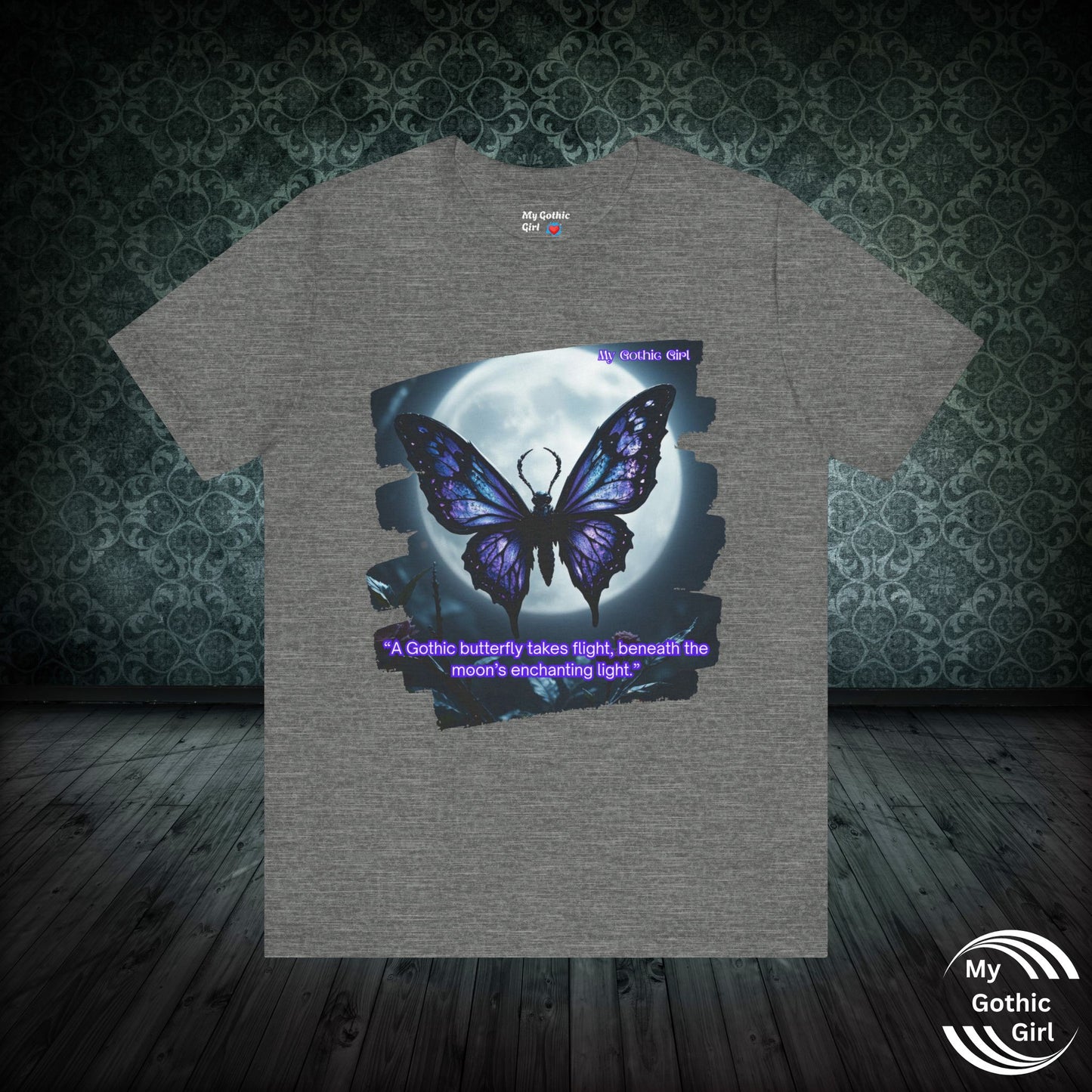 My Gothic Girl T-Shirt "Purple Gothic Butterfly" – Whimsy Goth Streetwear, Dark Poetry Fashion, Alt Aesthetic Apparel