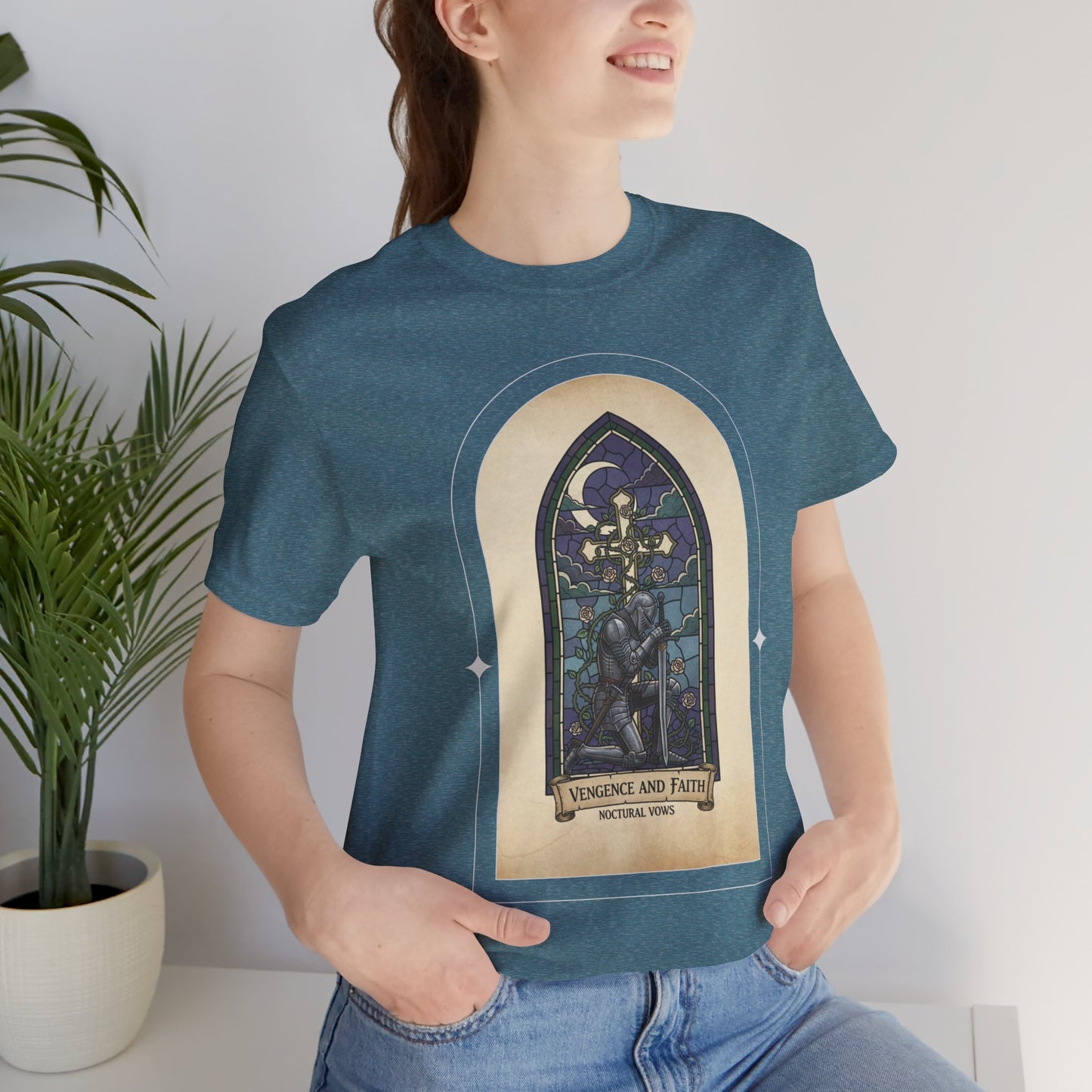 "Vengeance and Faith"  Gothic Graphic T-Shirt – Alt Aesthetic Poetic Goth Streetwear