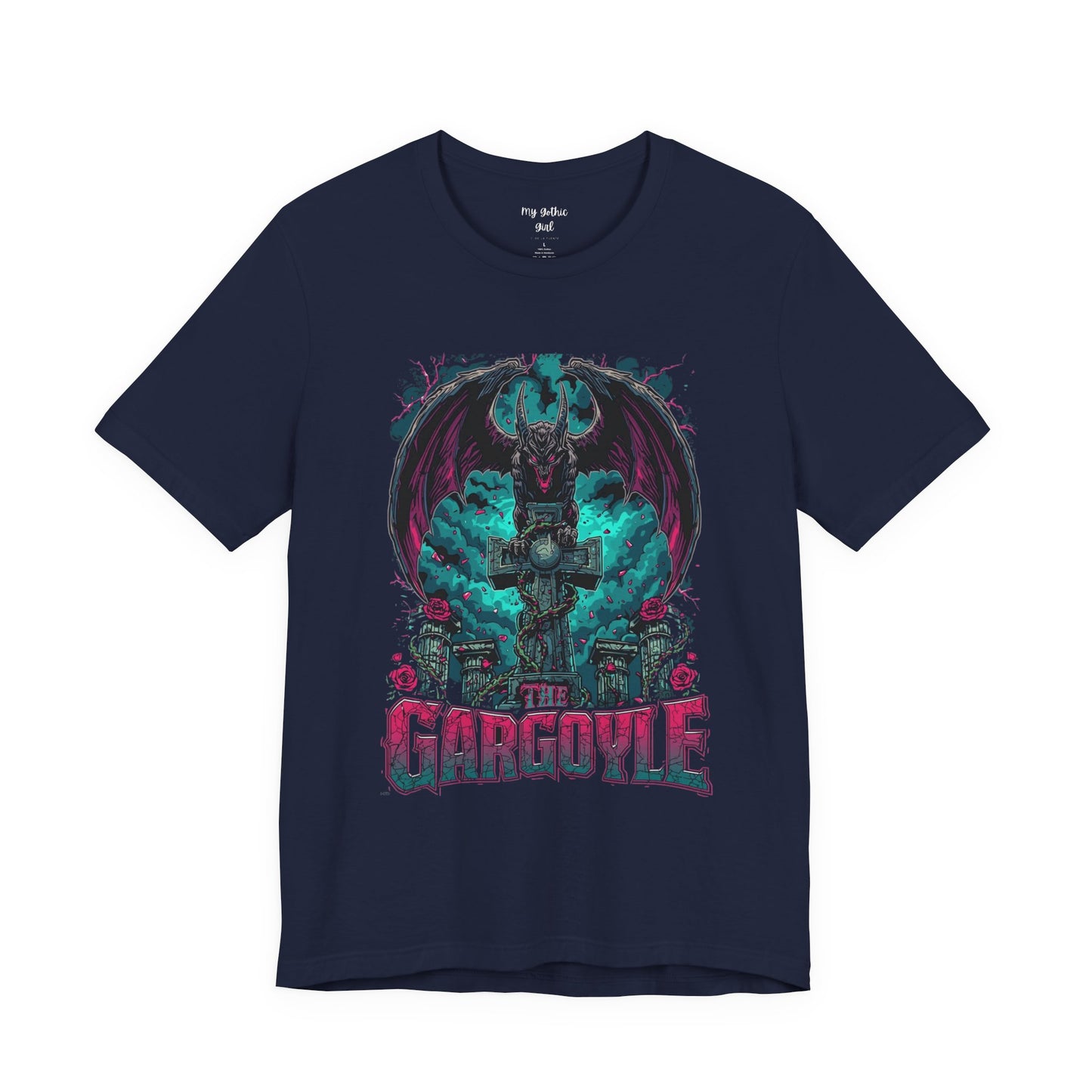 Gargoyle Graphic Tee — Dark Gothic Winged Statue Design