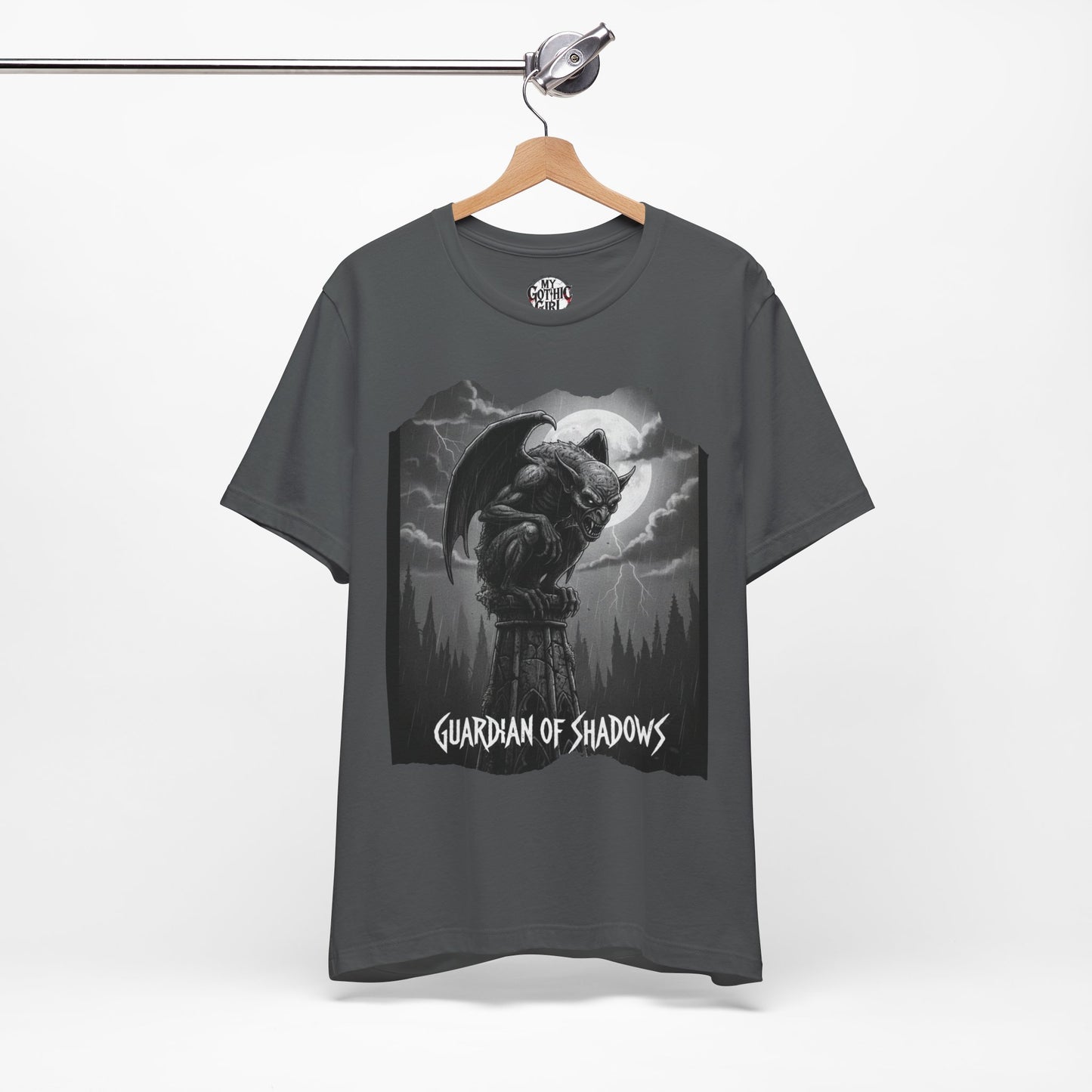 "Guardian of Shadows"  Gothic Graphic T-Shirt – Alt Aesthetic Poetic Goth Streetwear