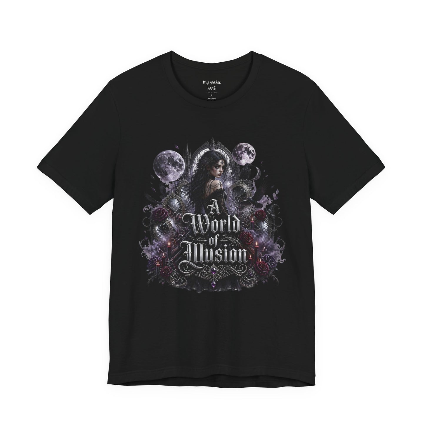 Gothic Moonlight Tee — "A World of Illusion" Graphic T-Shirt