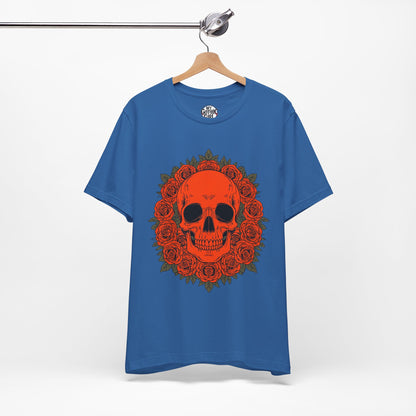 "ORANGE SKULL & ROSES"  Gothic Graphic T-Shirt – Alt Aesthetic Poetic Goth Streetwear