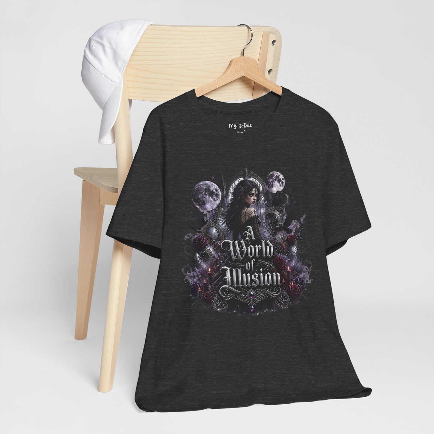 Gothic Moonlight Tee — "A World of Illusion" Graphic T-Shirt