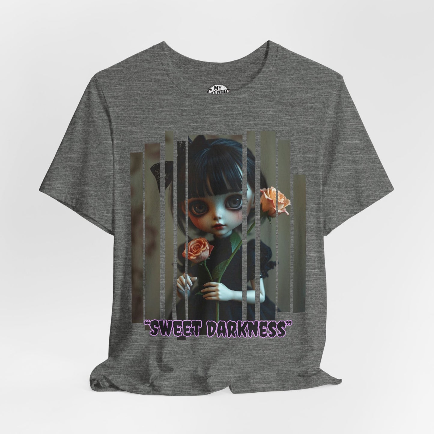 “Sweet Darkness” — Kawaii-style Gothic doll Graphic T-Shirt – Alt Aesthetic Poetic Goth Street-wear