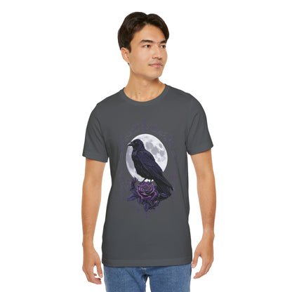 "The Raven and Moon"  Gothic Graphic T-Shirt – Alt Aesthetic Poetic Goth Street-wear