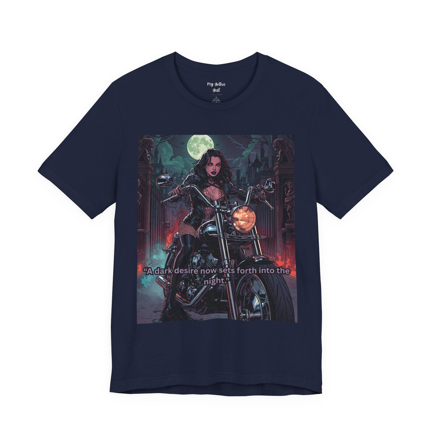 Dark Rider Motorcycle T-Shirt — "A dark desire now sets forth into the night" Gothic Tee