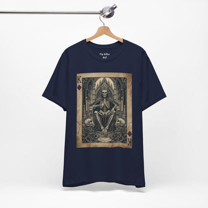Skeleton King Playing Card Graphic Tee — Gothic Skull Throne T-Shirt