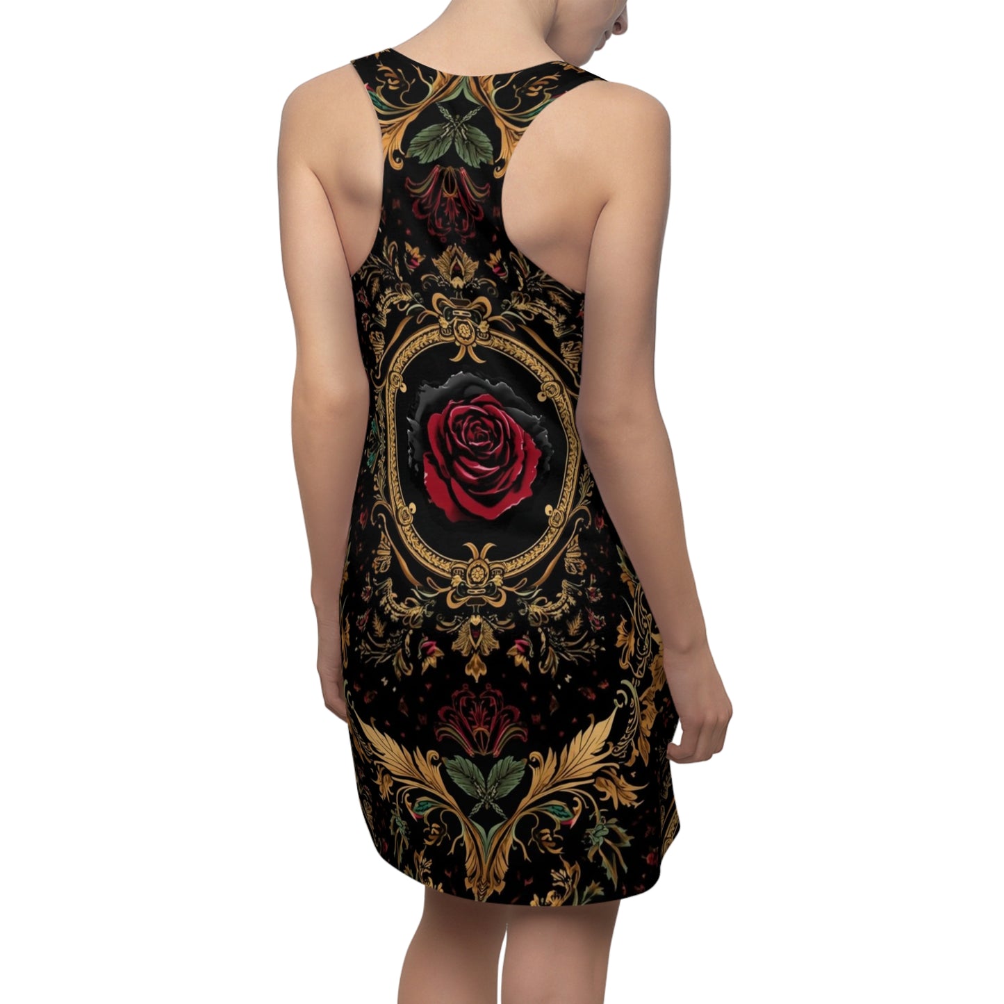 Baroque Rose Racerback Dress — Vintage Gothic Floral AOP