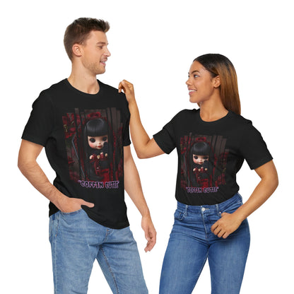 “Coffin Cutie” — cute Gothic doll peeking out from a small coffin Graphic T-Shirt – Alt Aesthetic Poetic Goth Street-wear