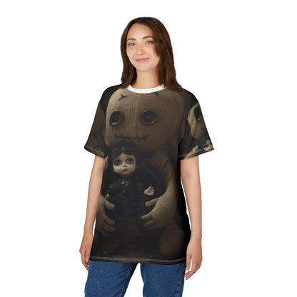 Gunny Sack Doll with Toy Gothic Doll | Horror All-Over Print T‑Shirt
